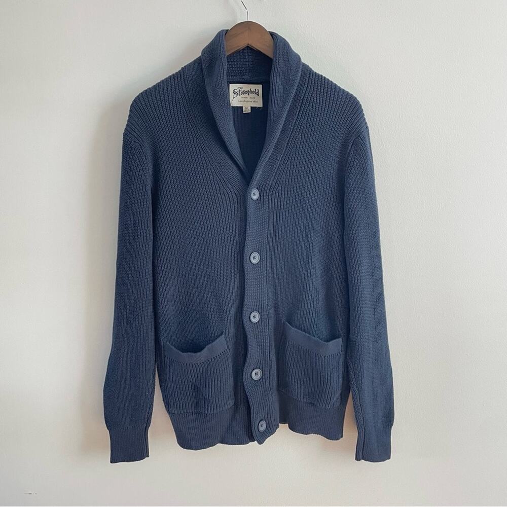 The Stronghold | Men’s Chunky Knit Cowl Collar Button Front Cardigan Pockets Med